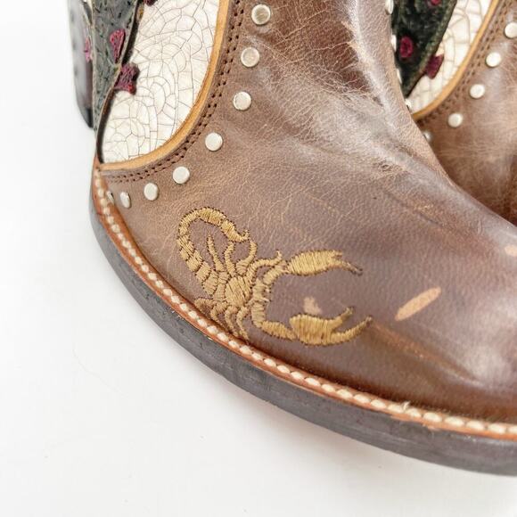 Old Gringo Galena Route 66 Women’s 6.5 Brown Cream Cactus Ankle Cowgirl Boots - Picture 7 of 13